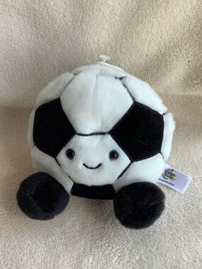 Aurora World Palm Pals Plush Striker Soccer Ball Black White Stuffed Animal Toy
